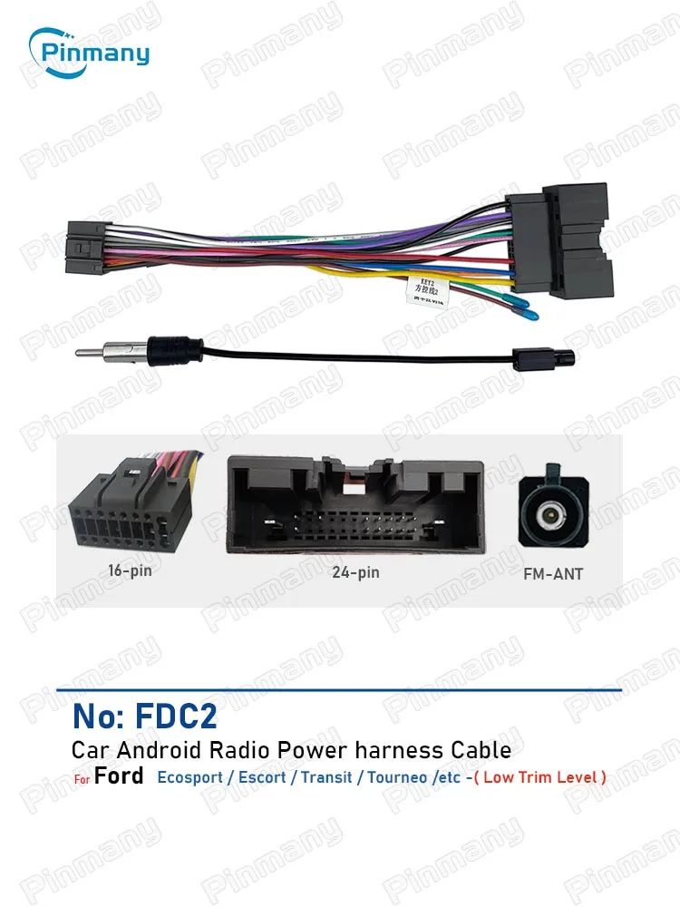Auto Stereo Cable Adapter Android Radio Power Wire Harness Connector Plug Socket FDC2 for Ford Ecosport Escort Transit Tourneo