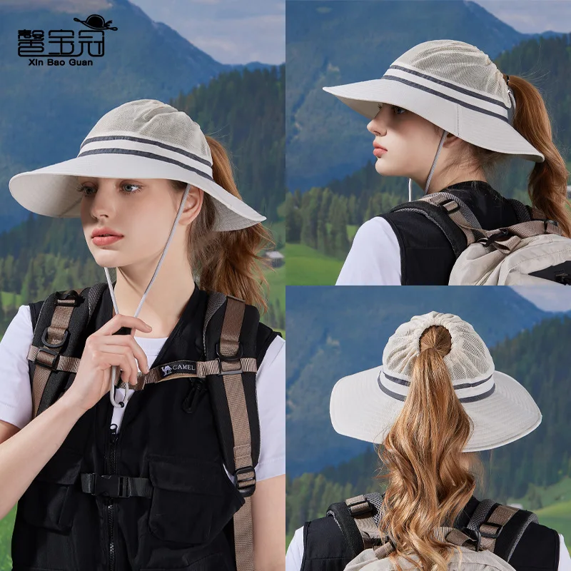 

Summer sun hat women outdoor mountaineering fishing sun protection hat brim empty roof fisherman