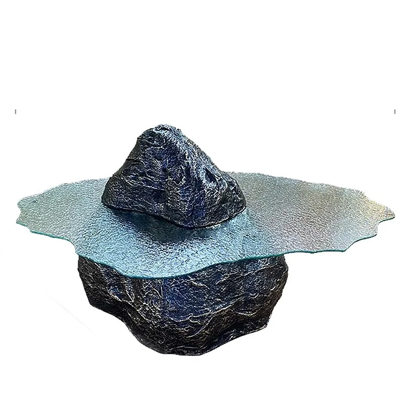 Designer Personality Wave Rock Coffee Table Villa B & B Hotel Study Tempered Glass Coffee Table