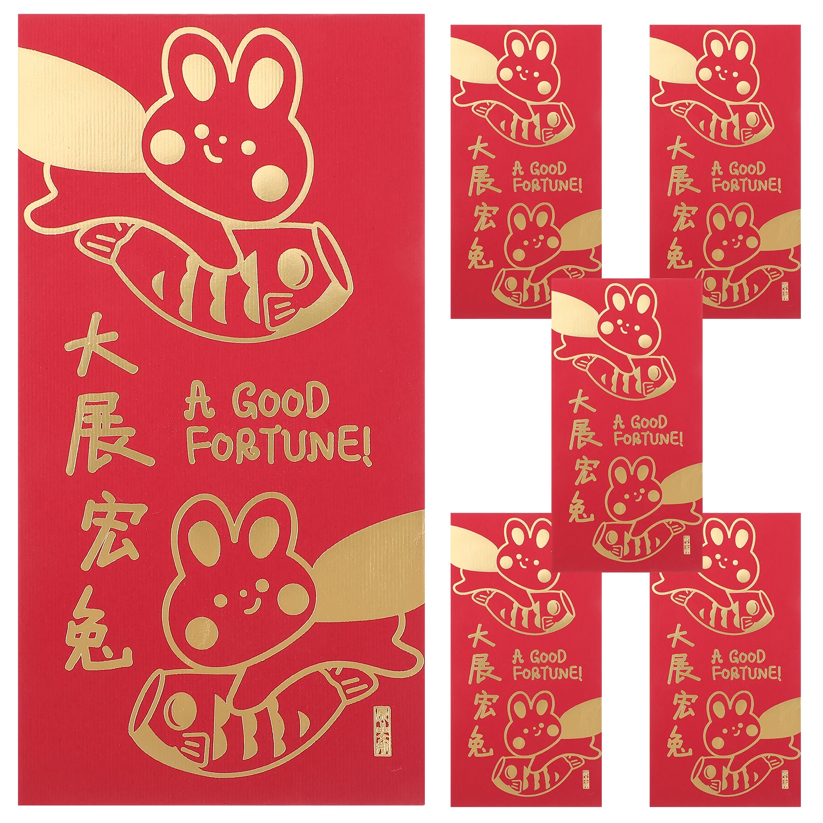 

6 Pcs Rabbit Year Red Envelopes Decorative Paper Lucky Packets Chinese Style Cartoon Patterns Money Envelopes New Year
