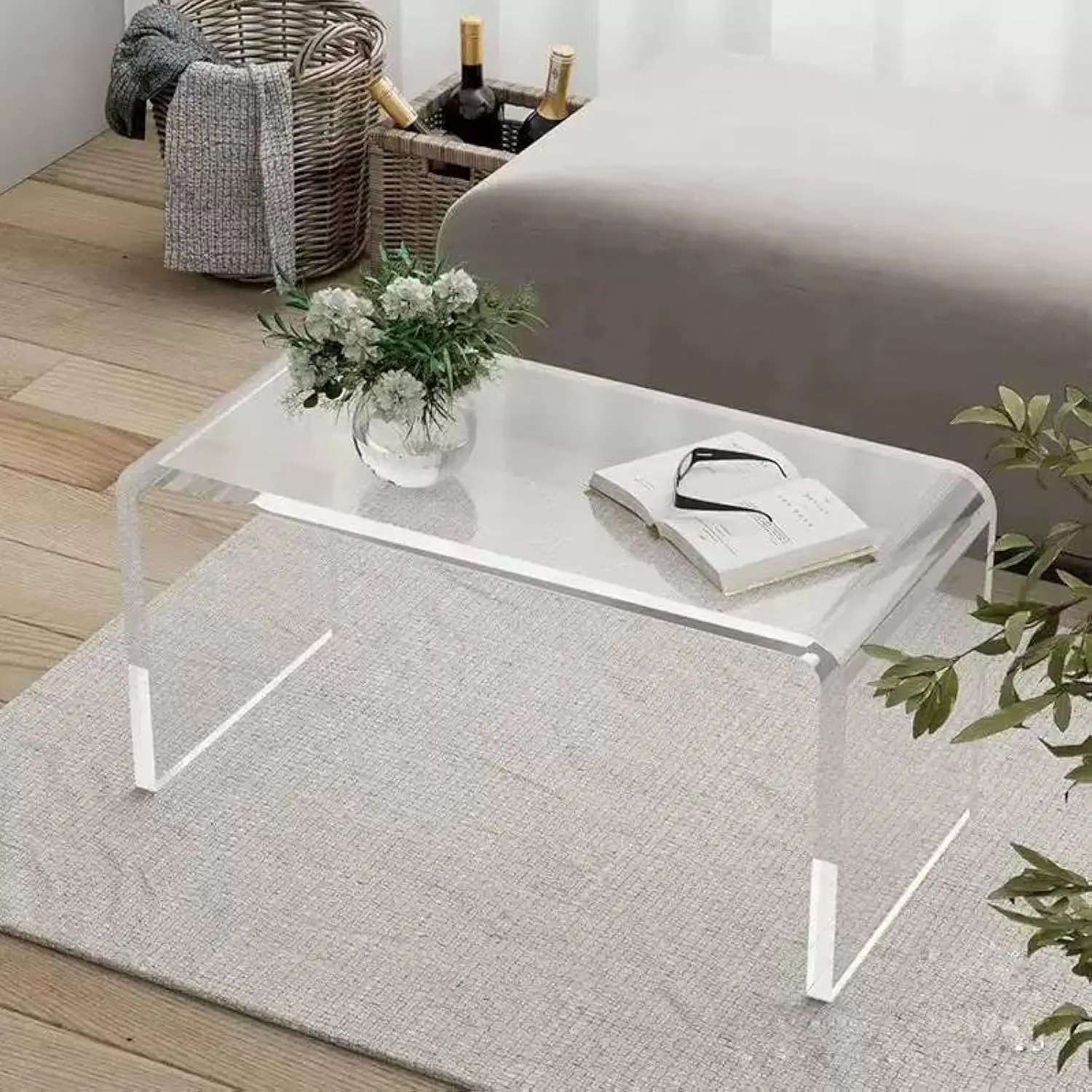 

Modern Acrylic End Table - Thick Coffee Table for Any Room (Clear)