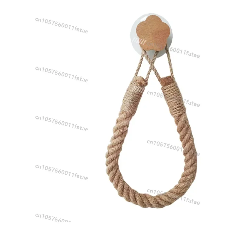 

Solid Wood Linen Rope Woven Storage Towel Rack, Paper Towel Rack, Shower Room, Rest Room, Nail-Free Washcloth, Roll Rack