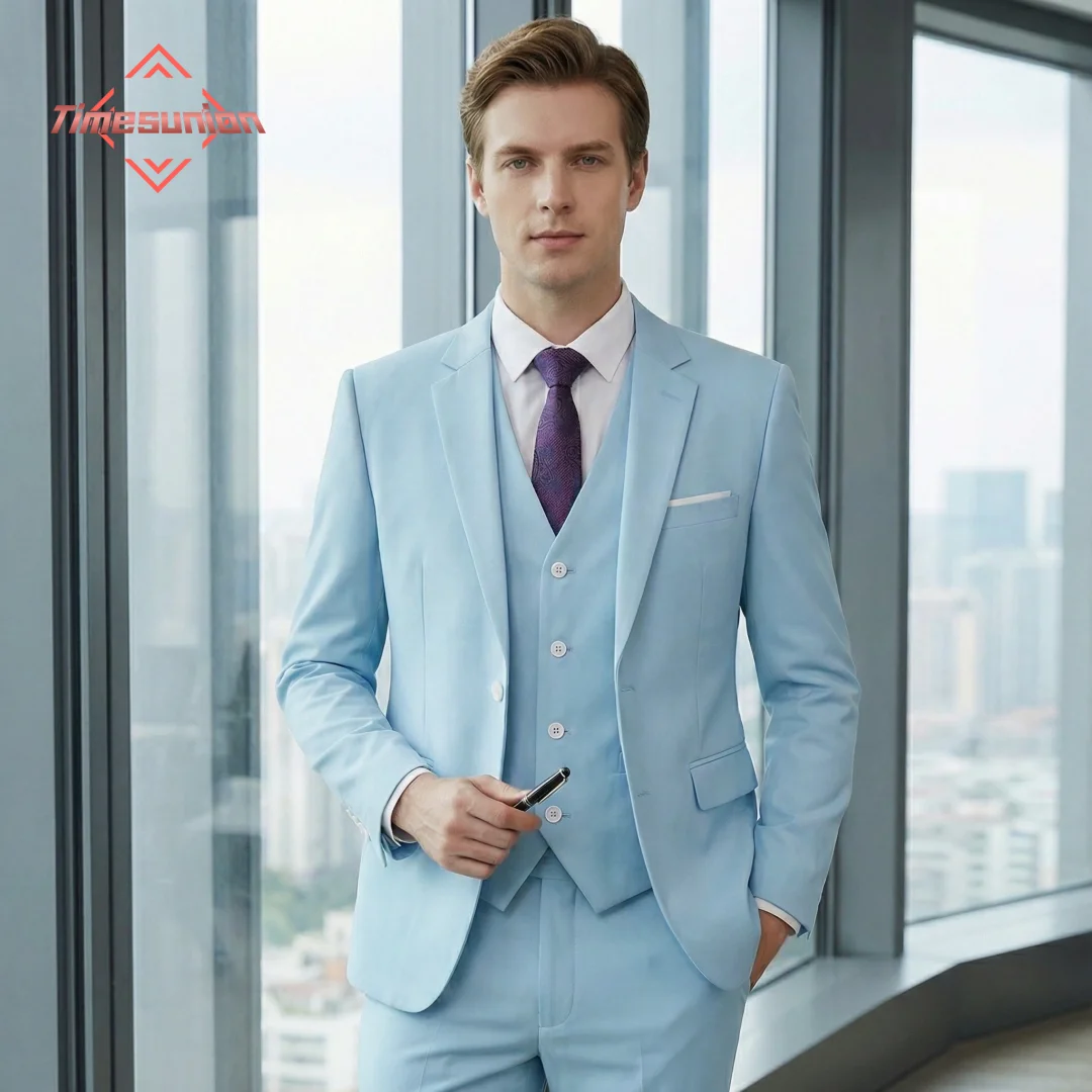 

Elegant Suits For Men Wedding 3 Pieces Set Solid Color Jackets Vest Pants Blazers Formal Outfit Fashion Classic Full Costume