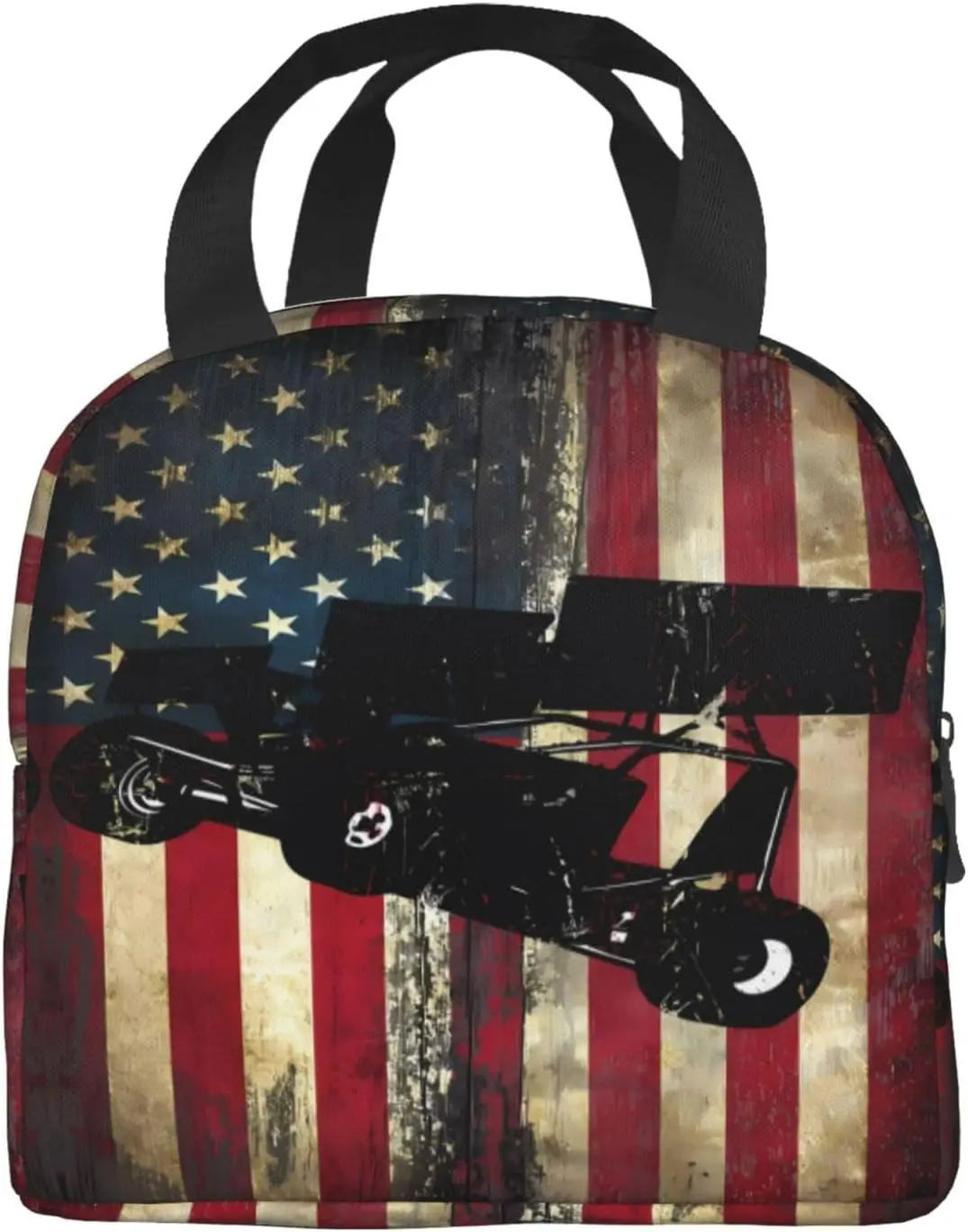 American Flag Sprint Car Dirt Track Racing Insulated Lunch Box Large Capacity Thermal Lunch Bag Cooler Lunch Meal Tote Bag