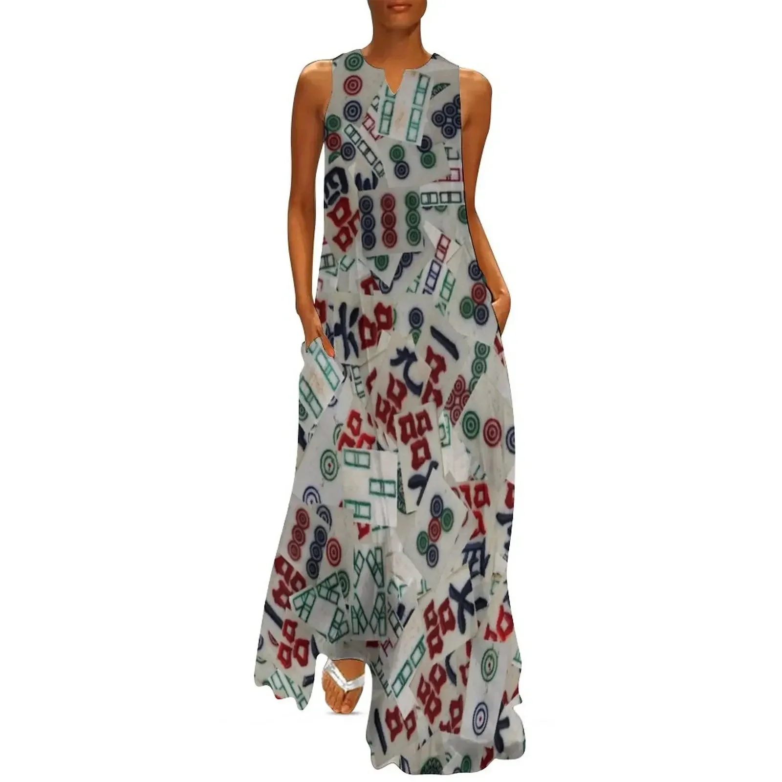 

Mahjong Tiles Long Dress Dresses summer dress korean women dress prom