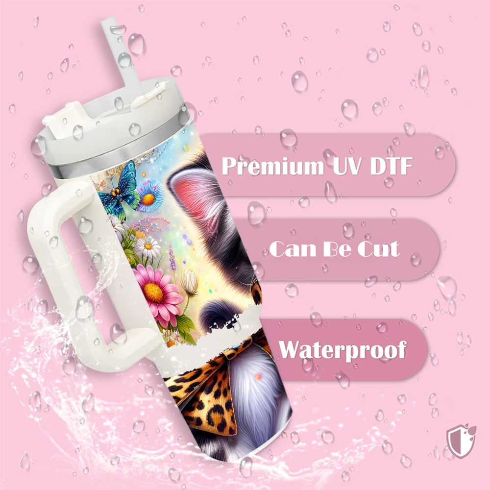 4 أوراق ملصقات UV DTF بتصاميم - مراجعة Coffee Tea Library وسعره