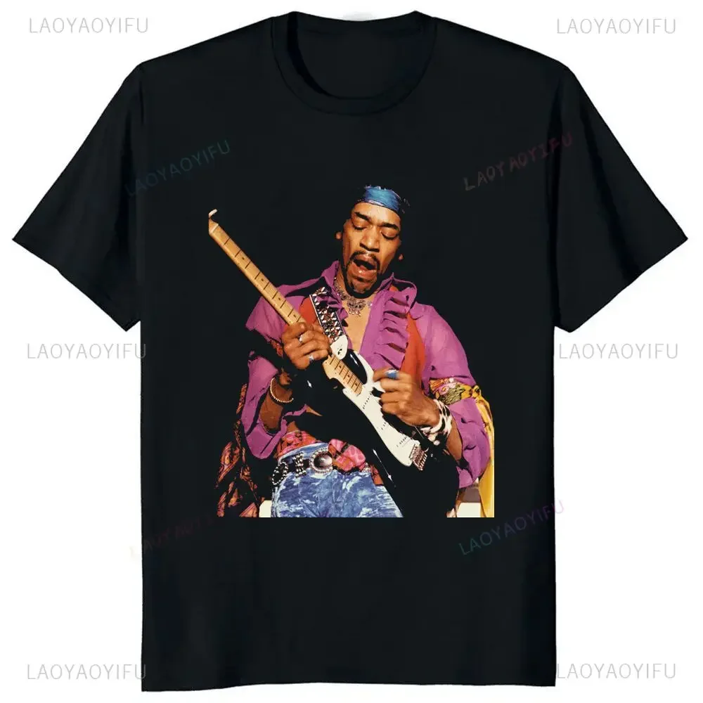 Vintage Jimi James Hendrix Monterey Portrait Print T-shirt Summer Trend Harajuku Short Sleeve Unisex Graphic Oversized T-shirt