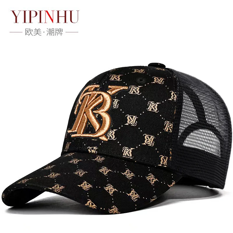 European and American trendy hats, men\'s Korean printed embroidered baseball caps, seasonal fashionable and stylish duckbill cap