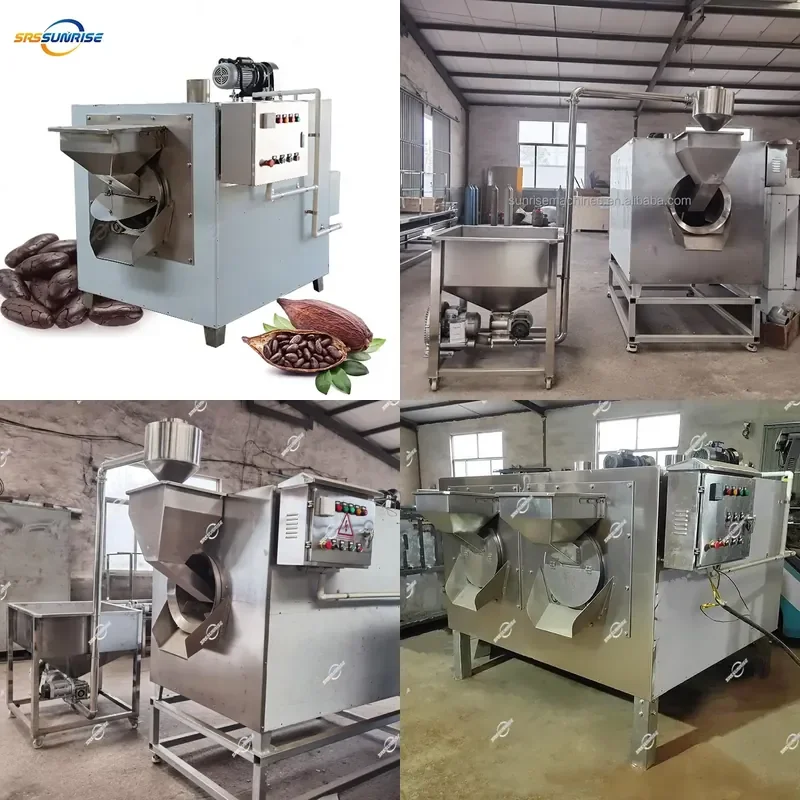 2026 Commercial 50kg 100kg 300kg Baking Equipment Small Electric Rotary Drum Cacao Bean Roasting Cocoa Roaster Machine