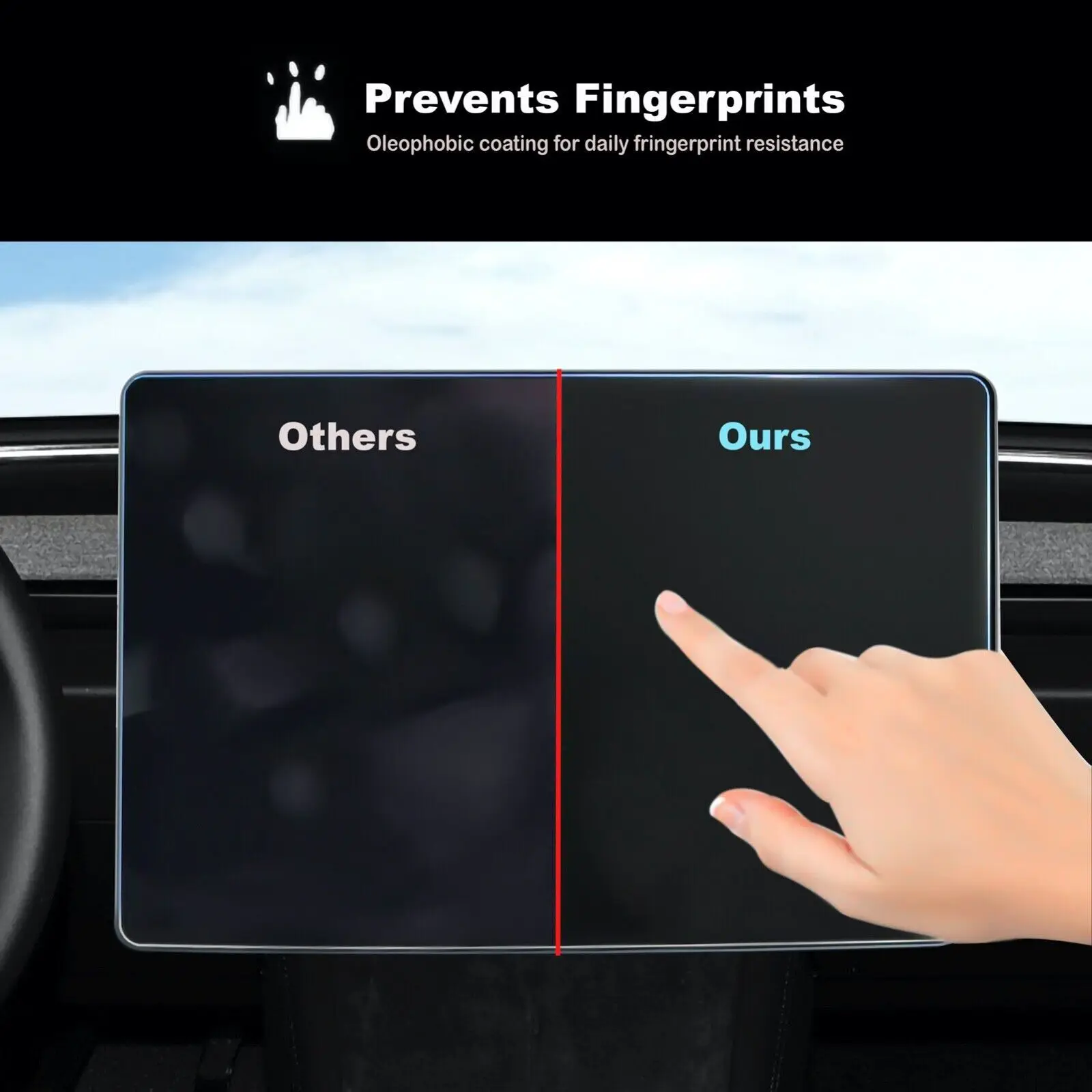 

Front 16 inch Tempered Glass Screen Protector for Tesla Model Y Juniper 2026