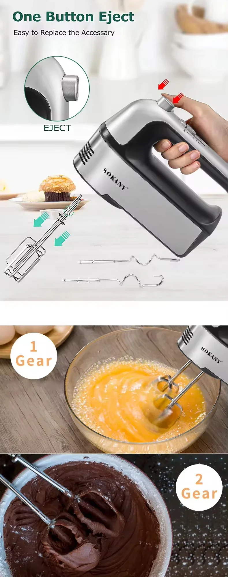 Brand New 300W Mini Handheld Electric Cream Blender 5 Speed Portable Food Egg Beater Stand Kitchen RV Mixer Steel Plastic