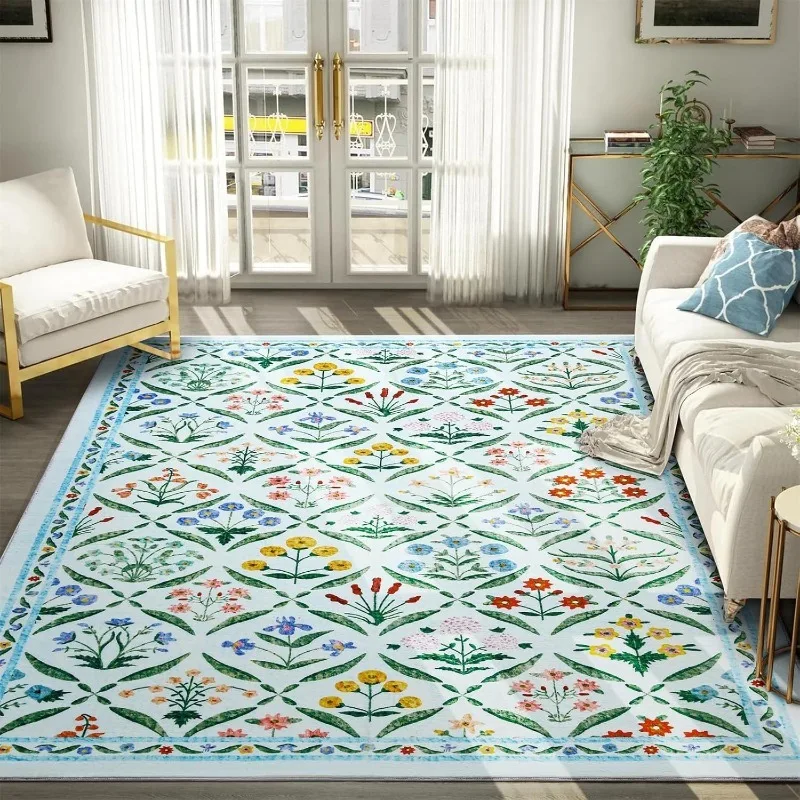 

Floral Print Bedroom Carpets Vintage Art Living Room Rugs Large Area Foldable Machine Washable Soft Floor Mats Alfombra Tapis 러그