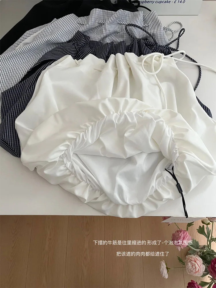 Advanced Sense Fashion Bandage Sleeveless Camisole Women Summer Elegant Kawaii Crop Tops Trend Temperament Sexy Tees Mori Girl