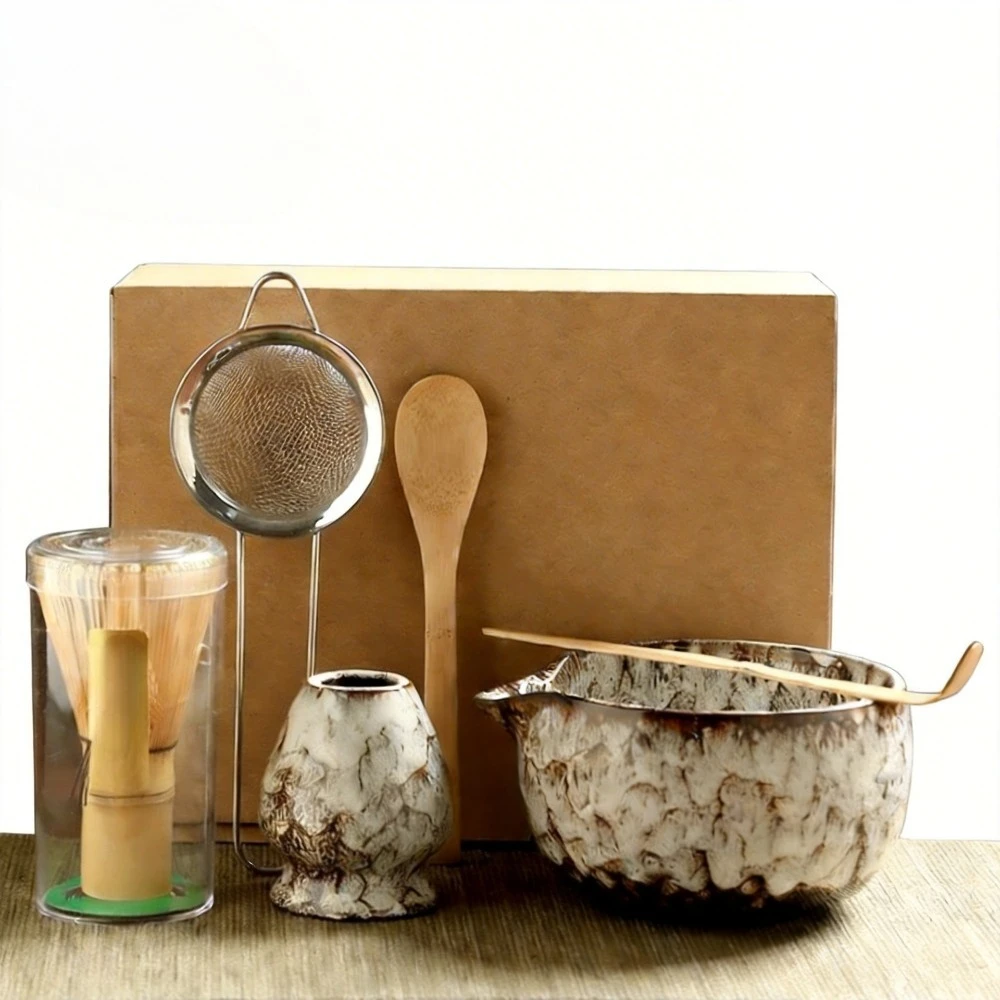 

Matcha Tea Set Kit 6PCS Bamboo Whisk Bowl Holder Japanese Tea Ceremony Set Matcha Starter Kit Gift Tea Tools Premium