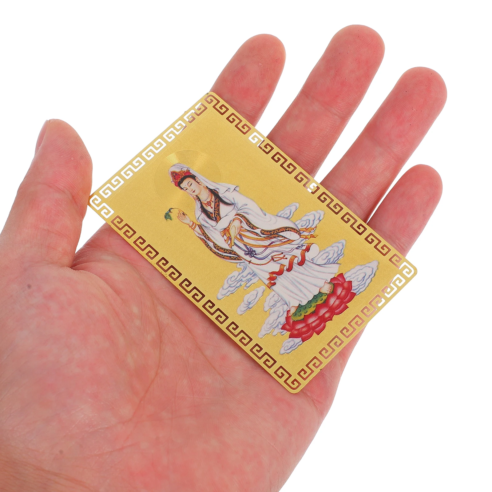 Chinese Style Auspicious Metal Amulet Card for Wealth Success Career Boost Portable Guanyin Amulet Card Luck Protection