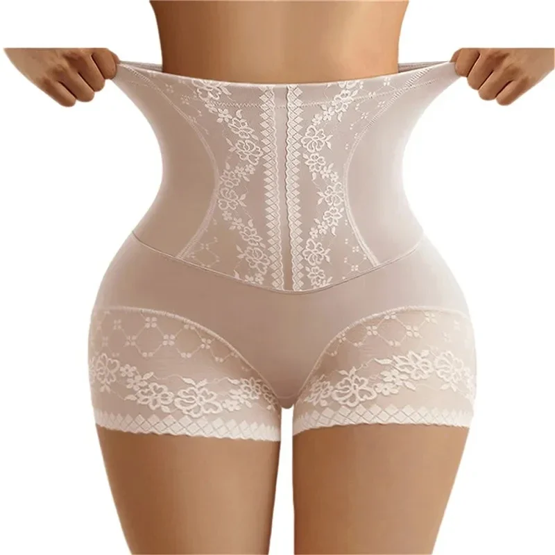 2Pcs Women High Waist Control Panties Seamless Shapewear Briefs With Lace Slimming Shorts Flat Belly Shaping Postpartum faja