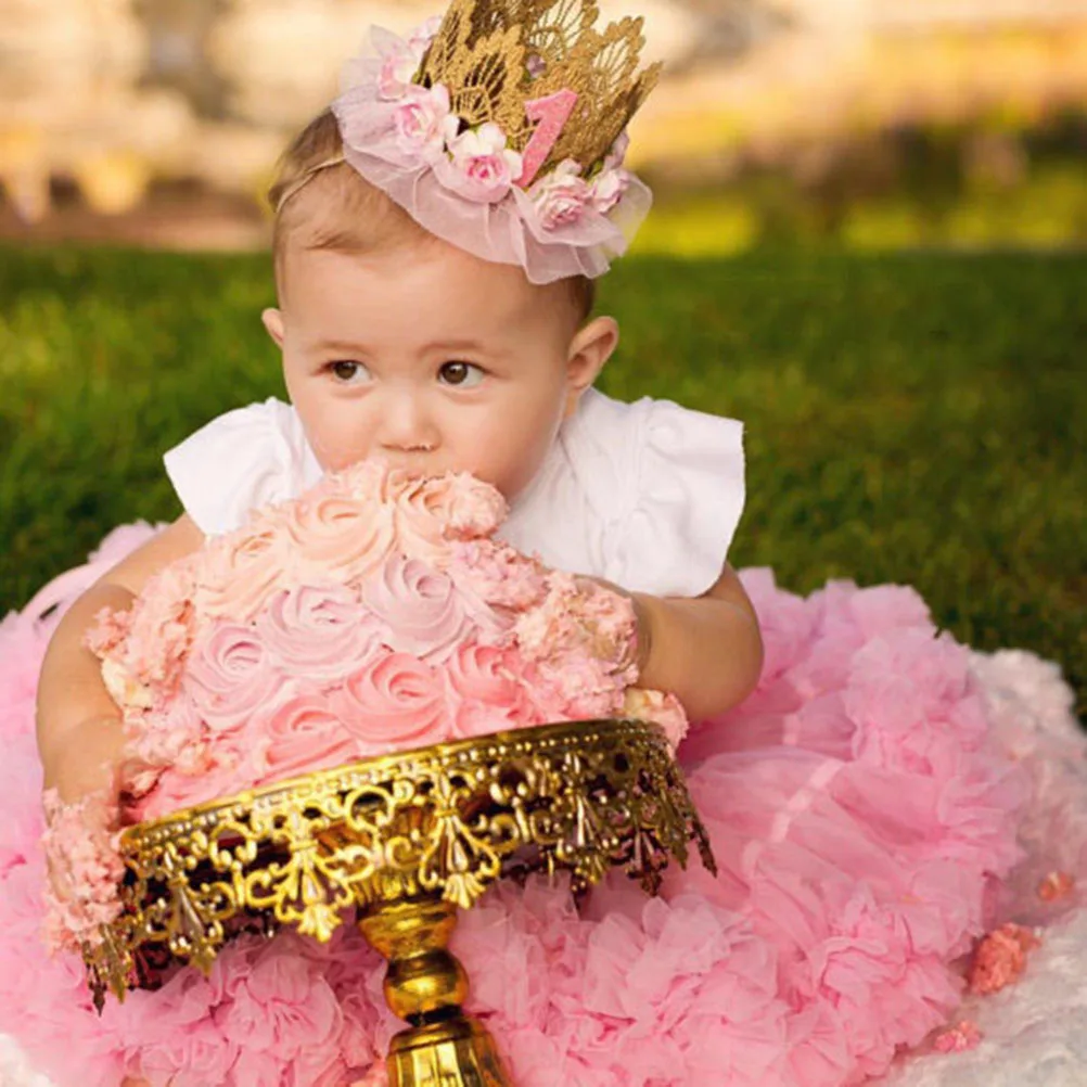 

Lace Rose Design Headband Baby Girl 1st Birthday Crown Easy to Fix on Head Party Supplies Photo Prop Blue Baby Girl Crown