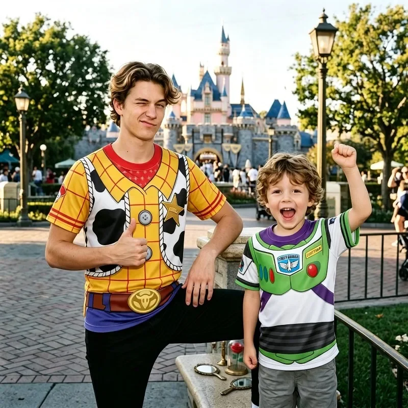 Parent Child Cosplay T-shirt3D Printed Casual Sports Short Sleeved Shirt Suitable for Both Men and Women Suitable for Party Fans