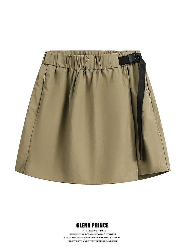 

Qui Dry Спецодежда Юбка Женская уличная функциональная юбка длиной до щиколотки Ретро Цветной пояс Летняя мода