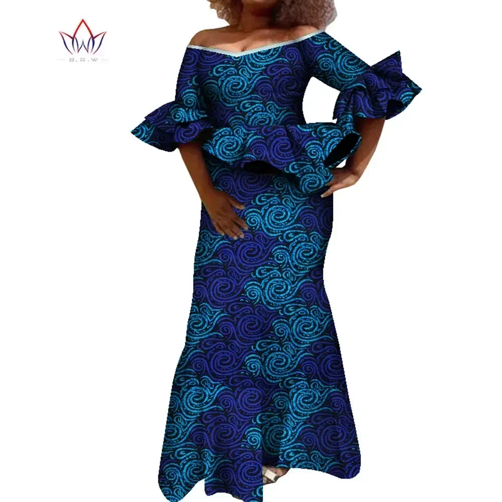 مضيئة كم المرأة تنورة مجموعة Dashiki أنقرة حفلة 2 قطعة مجموعات بلوزات وتنورة مجموعات للنساء الملابس النسائية الأفريقية WY8431 #3