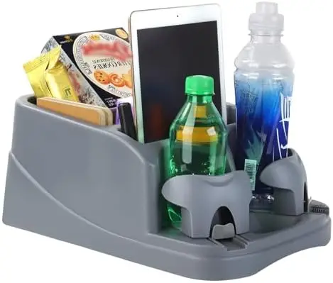 

Универсальный органайзер для центральной консоли автомобиля с 2 регулируемыми подстаканниками – серый, для SUV, грузовиков, фургонов, домов на колесах