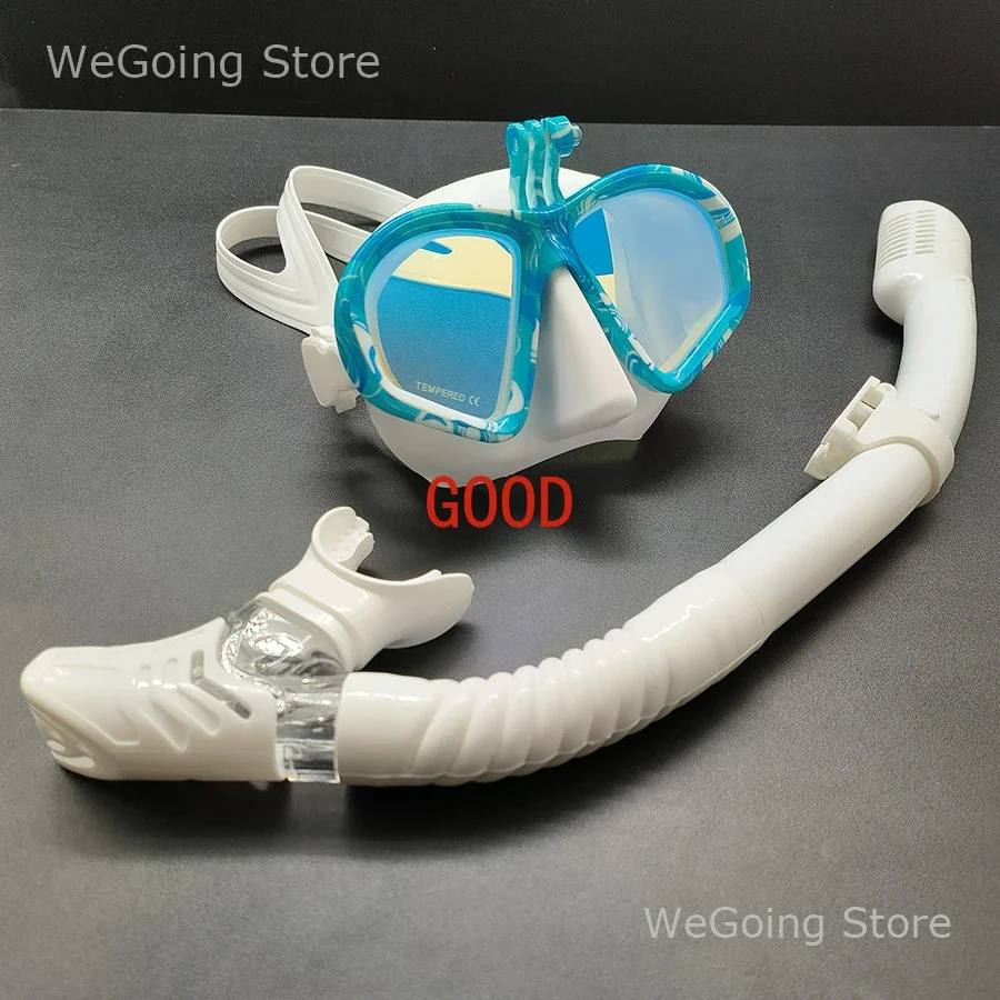 

Small Volume Mirror Lens Scuba Diving Mask Gopro Mount Top Dry Snorkelling Gear with Camera Holder Camo Diving Glasses Set