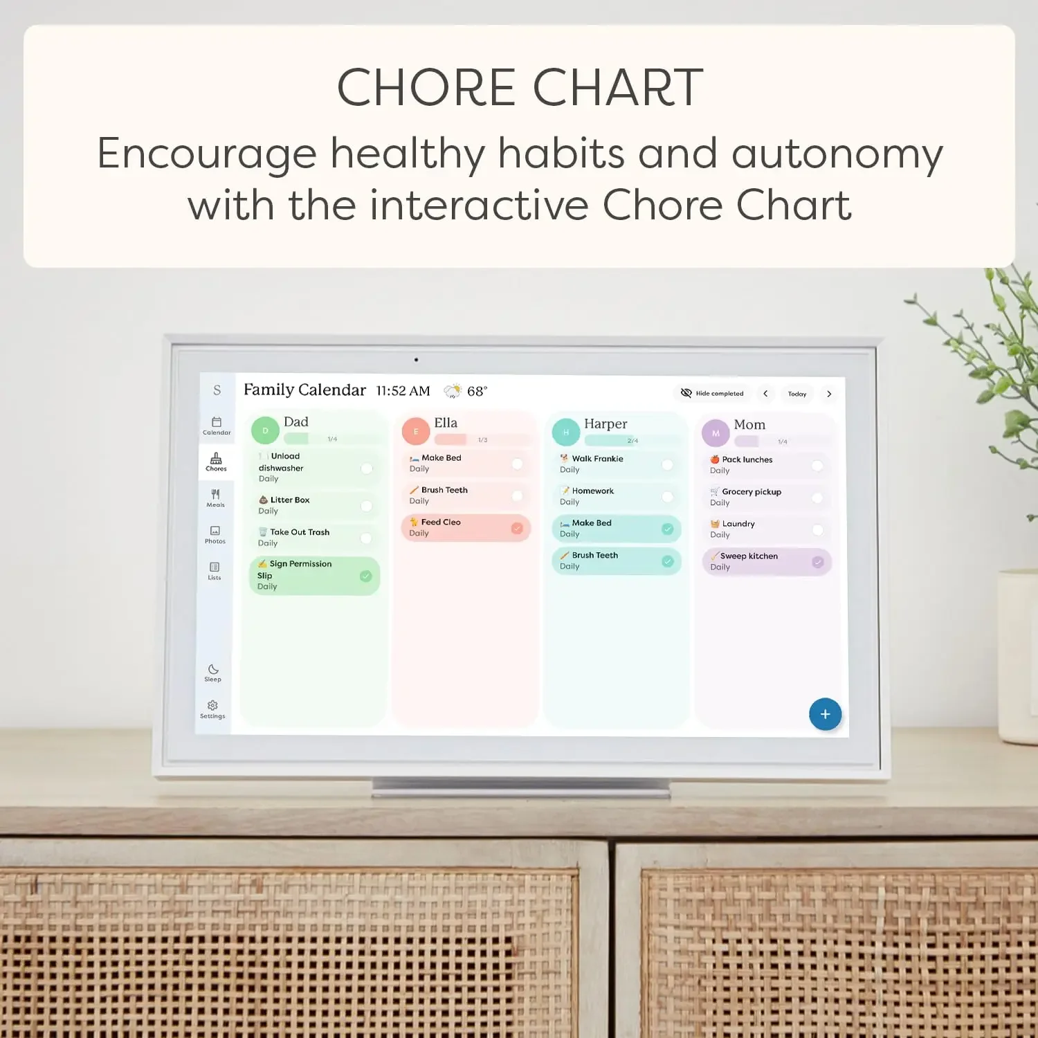 Gold Seller 21.5 Inch White Android Digital Calendar Chore Chart Touch Screen  Display Family Schedules Weekly Planner