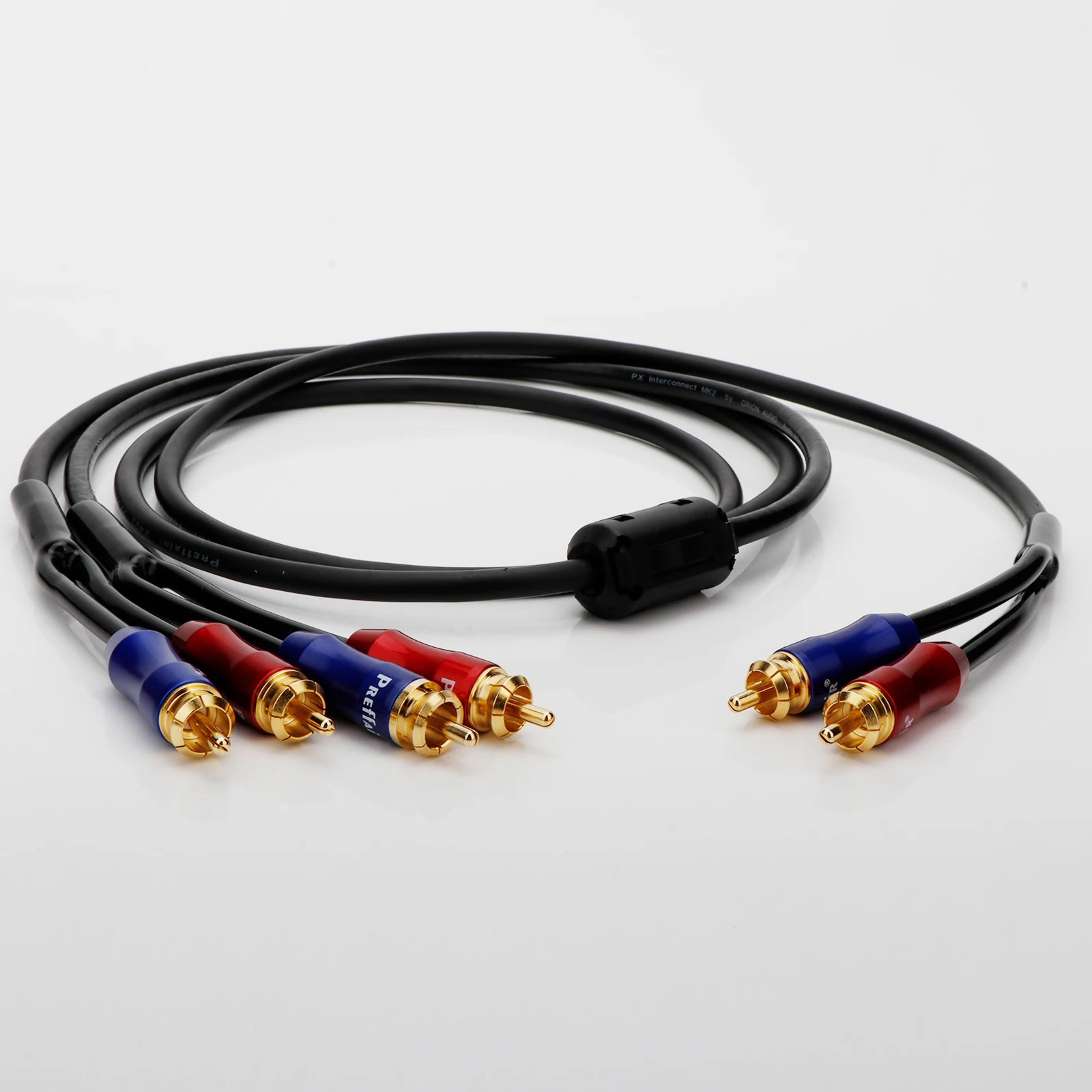 HIFI Cable RCA 2 male/female to 4 male splitter for two sets of speakers Independent shielded Gold Plated connector Magnetic rin