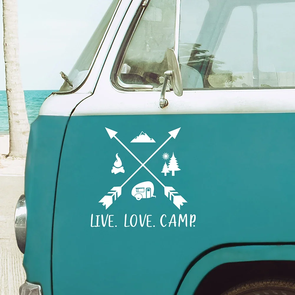 

Live Love Camp Stickers, Van Caravan Motorhome Decor Vinyl Decals Decoration Accessories Tunning Parts Outdoor