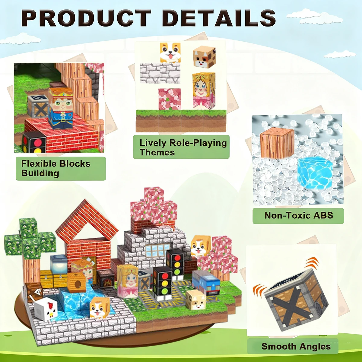 Magnetic Building Blocks Game-Cherry Blossom Railway With Magnet Construction Set Sensory Toy STEM For Kids Boys Girls Gifts