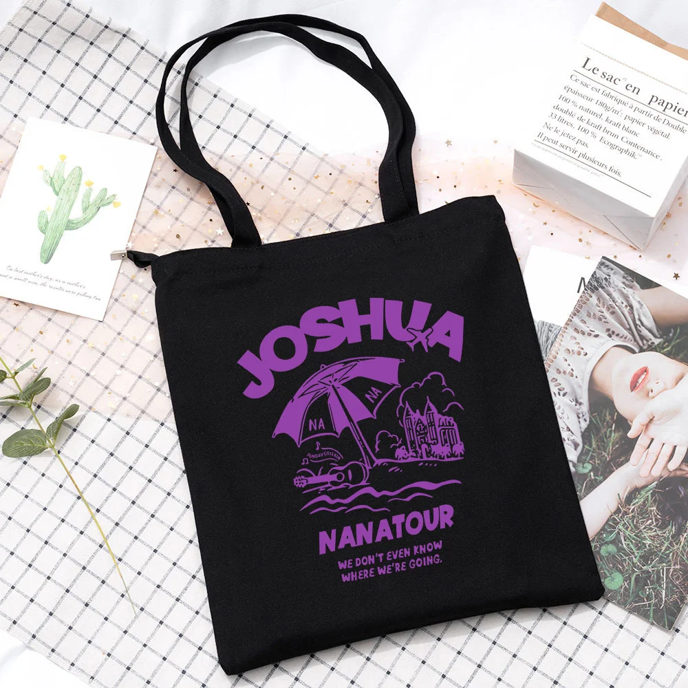 Bolso de lona con estampado de letras blancas simples de verano, bolso de hombro Kpop Nanatour S.Coups Jeonghan The8 Y2k, bolso ecológico para mujer