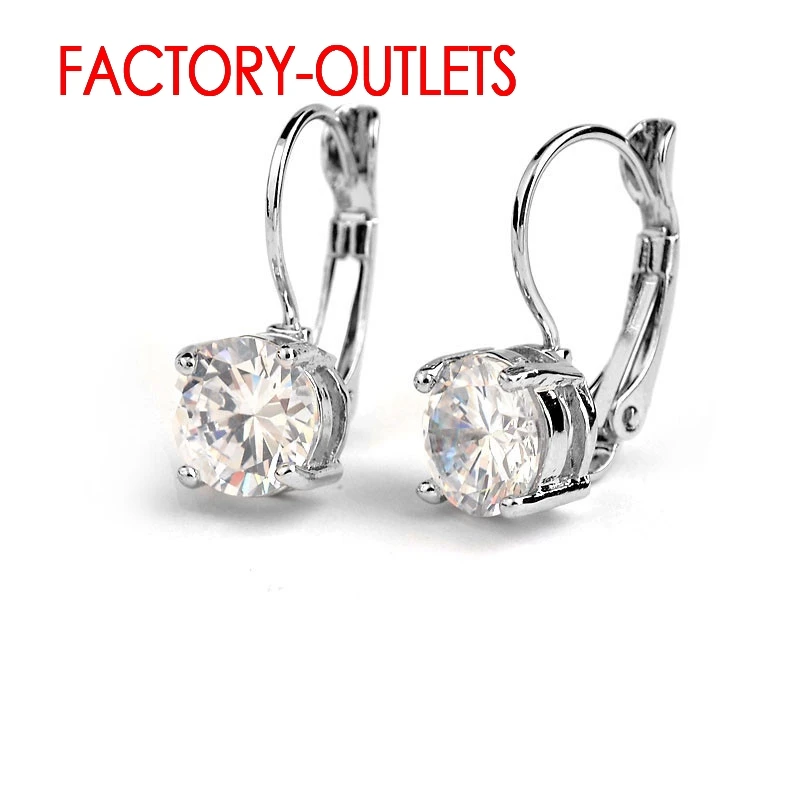Big Discount Genuine 925 Sterling Silver Fashion Jewelry Shining CZ Crystal Cubic Zirconia Silver Clip Dangle Earrings for Women
