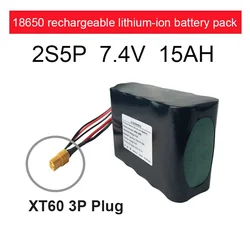 7.4V 15A 18650 lithium battery pack 2S5P 15000mAh high current, high power battery for UAV model electric toy car