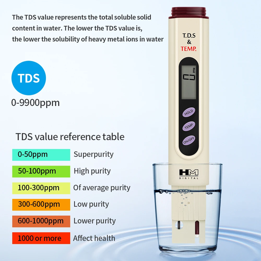Portable TDS Meter Water Quality Tester TDS Temp Testing Pen Drinking Water Filter Test Measuring For Aquarium Pool Hydroponics