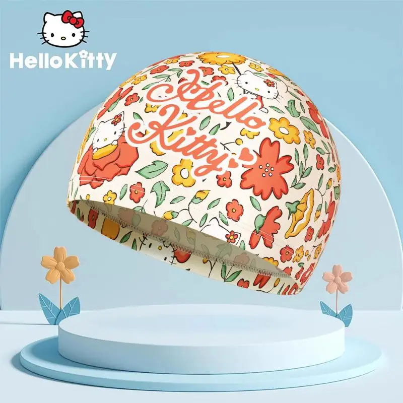 

Sanrio Hello Kitty Swimming Cap Printing Elastic Cloth Cap Big Head Circumference Children Adult Thin Breathable Waterproof Hot