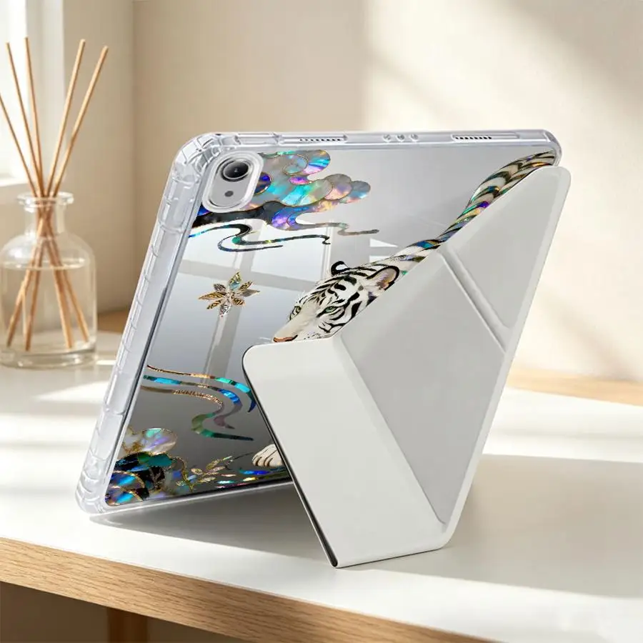 Cartoon Tiger Art With Pen Slot Cover Tablet Case For Samsung Galaxy Tab A9 Plus A11 A8 S8 S7 FE S10 Lite S9 Plus