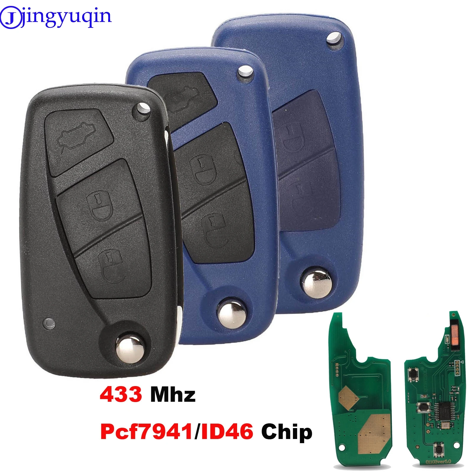 

Jingyuqin пульт дистанционного управления ASK 433 МГц Pcf7941 с чипом ID46 для FIAT Punto Ducato Stilo Panda 2/3 кнопки управления