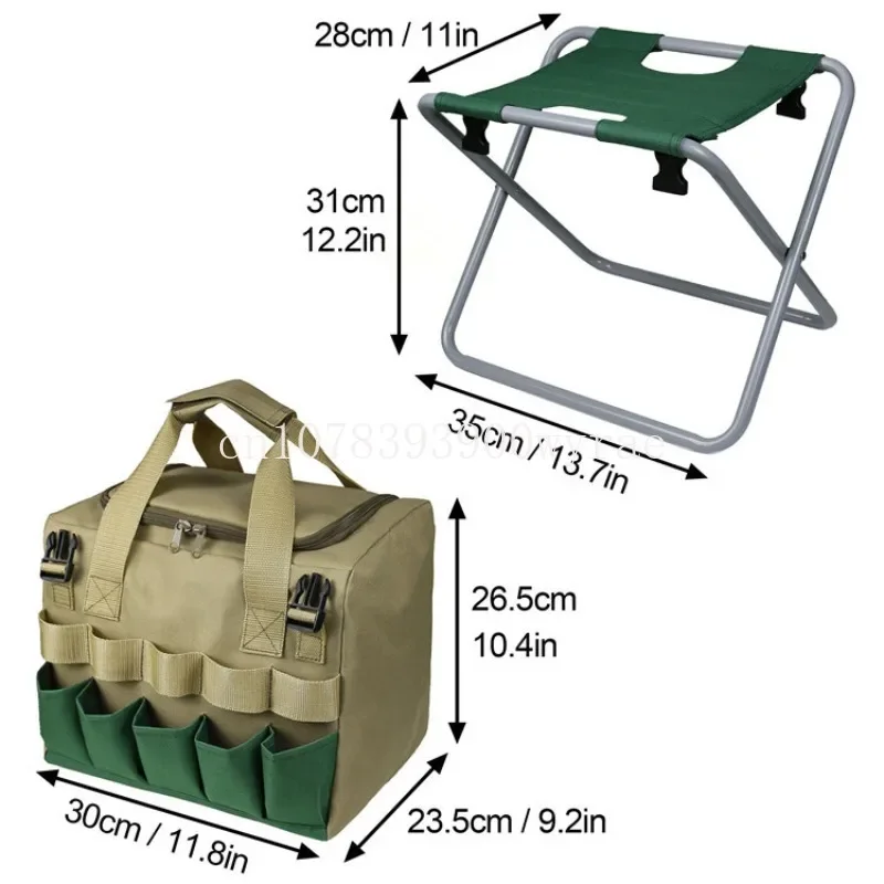 Imagem -04 - Destacável Jardim Ferramenta Folding Stool Bolsa de Armazenamento Multifuncional Tamborete de Jardim