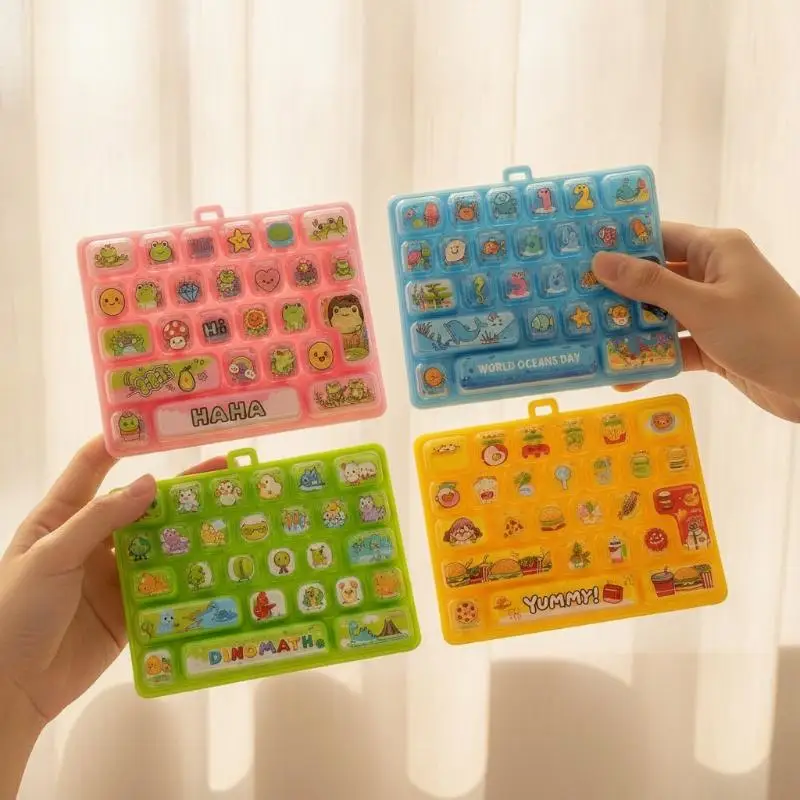 26 Grid Keycap Clicker Cute Cartoon Mini Portable Decompression Keyboard Fidget Toy Pendant Backpack Decoration Gifts