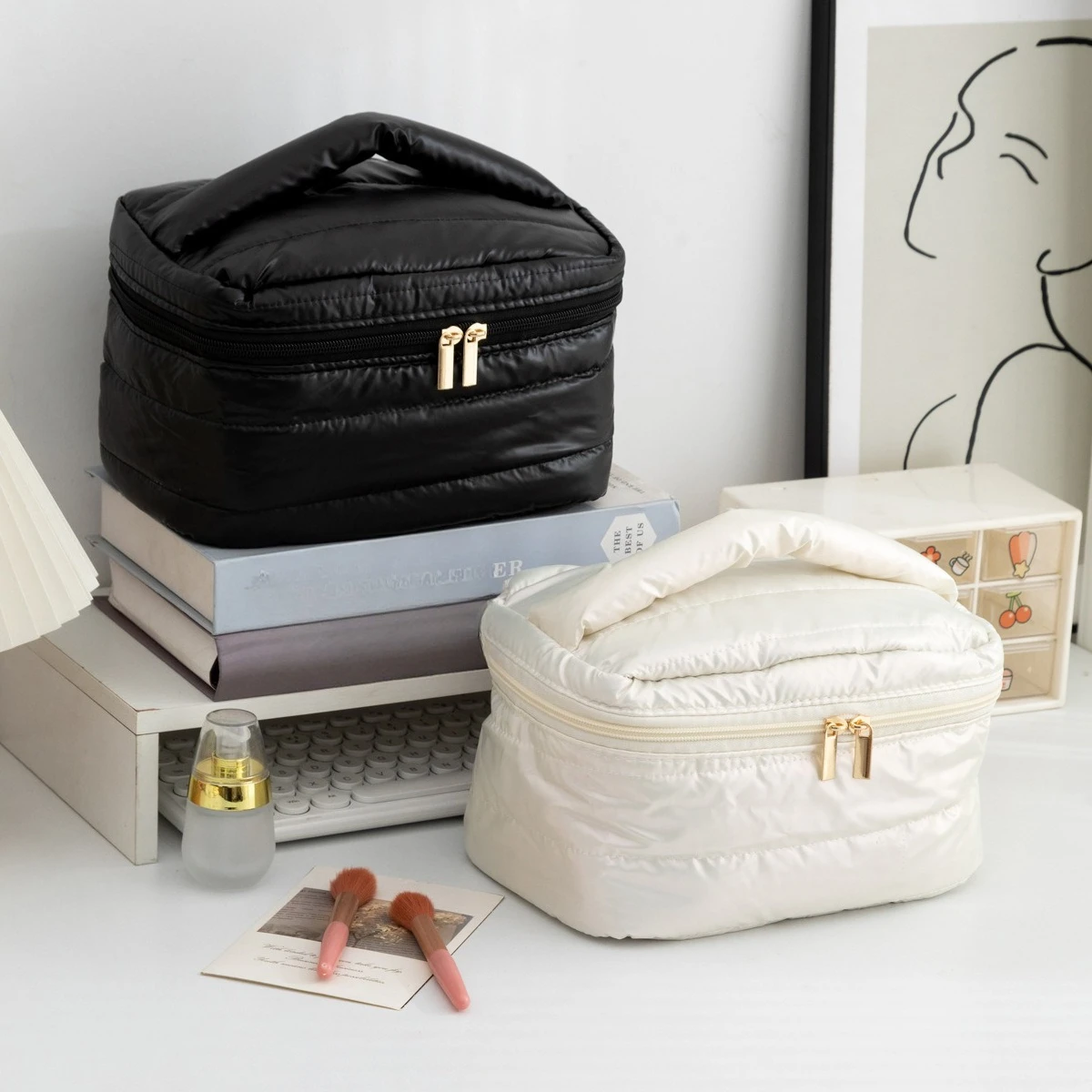 Large Capacity Makeup Organizer Bag for Women Toiletry Kit Travel Cosmetic Storage Pouch Lady Box Make up Case