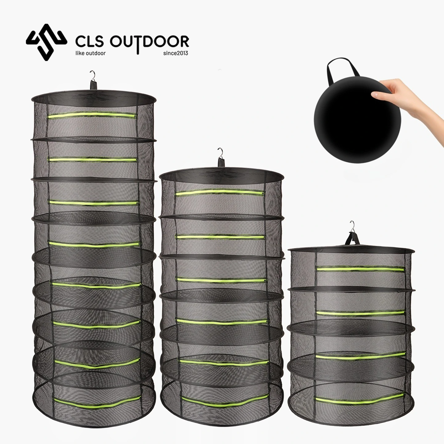 

CLS Outdoor 8-layer Oversized Drying Net Circular Folding Storage Net Household Drying Fish Fruits and Vegetables Storage Basket