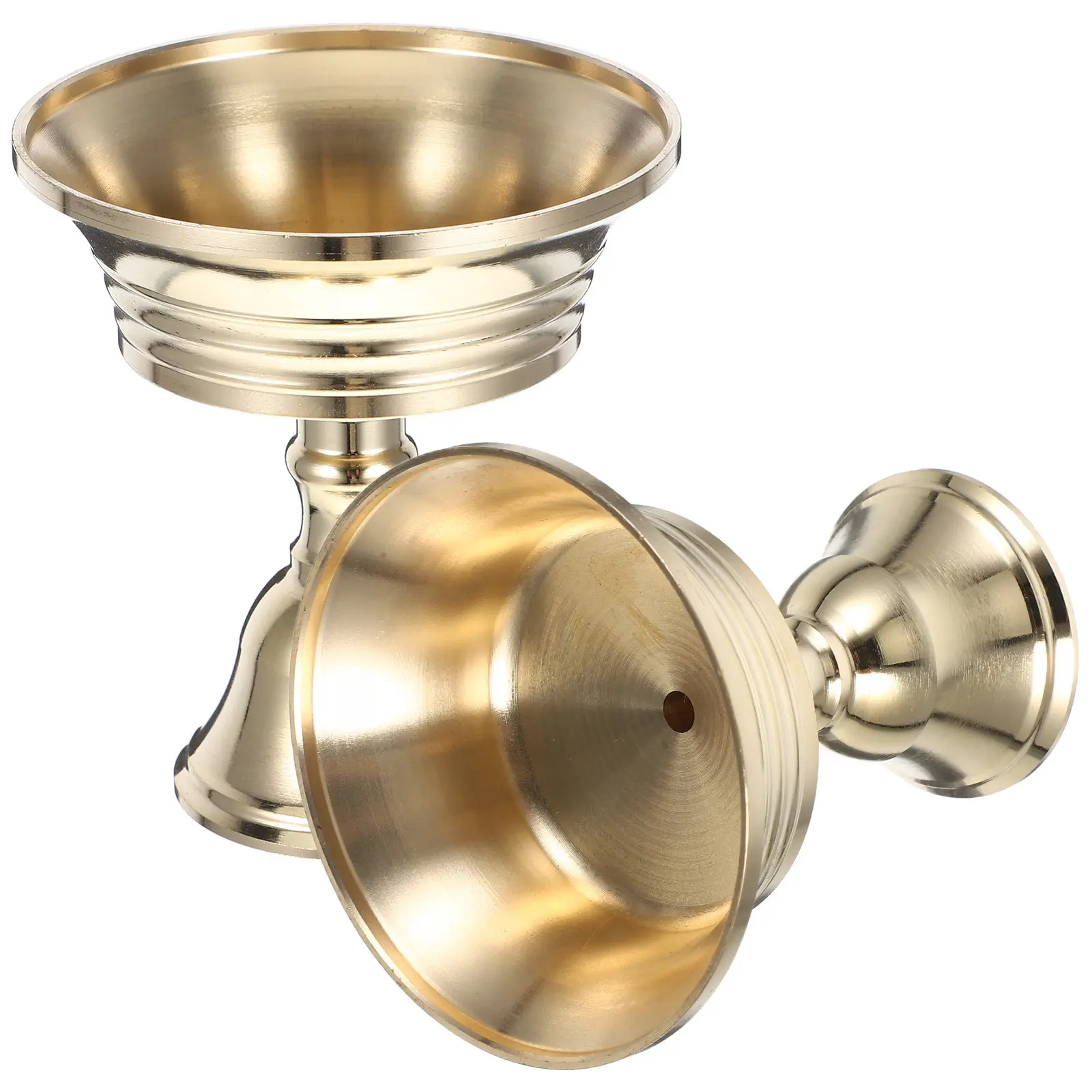 2Pcs Copper Art Stand Buddhism Flavor Temple Supplies Golden Holder Tranquil Peace Copper Lamp Holder