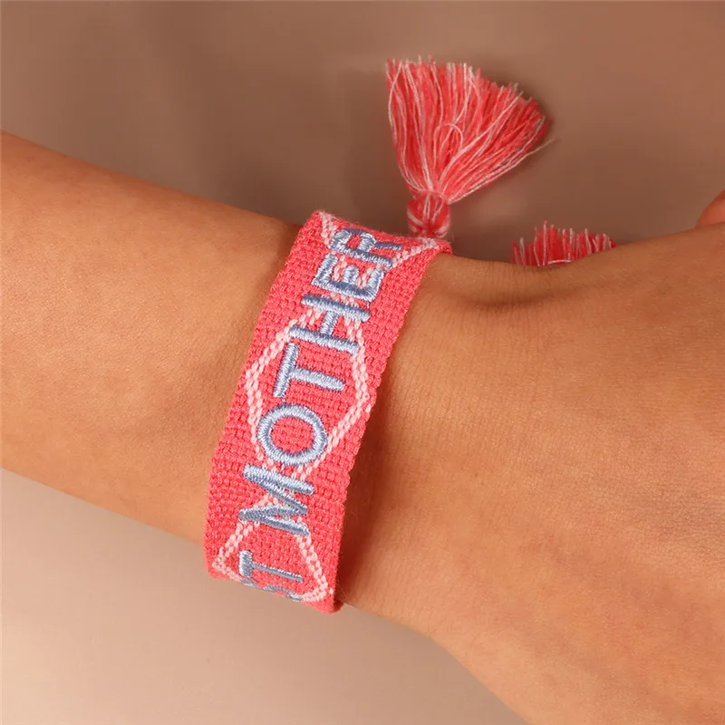 New Boho Adjustable Woven Rope Bracelets Bangle Embroidery Braided Tassel Best Mom Mama Bracelets for Mother\'s Day Jewelry Gifts