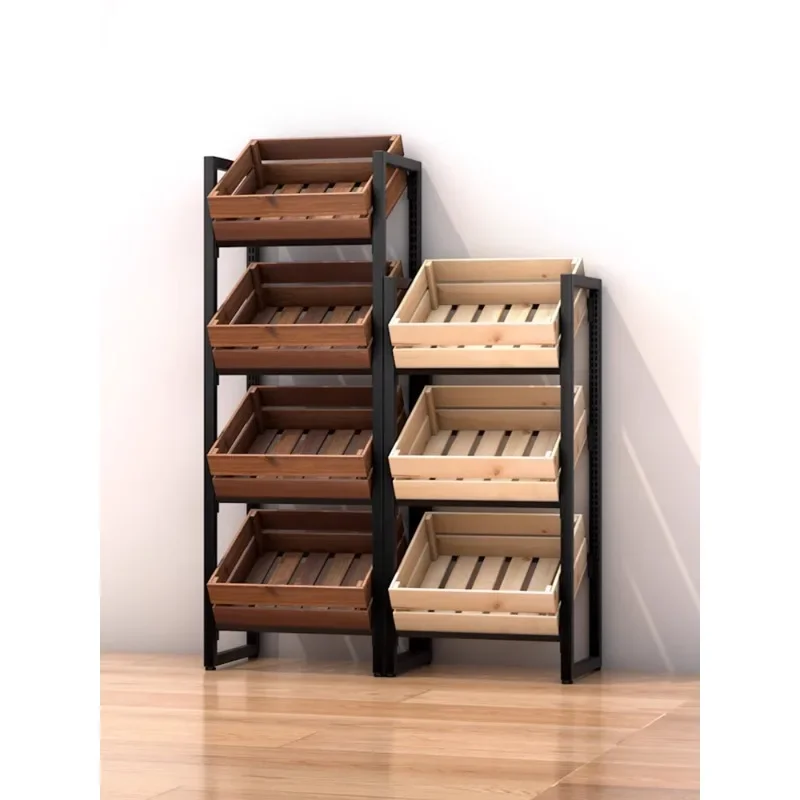 رف خضروات المطبخ من الخشب الصلب، رف تخزين الوجبات الخفيفة للفواكه والخضروات، رف سلة الخضروات، إطار تخزين متعدد الطبقات