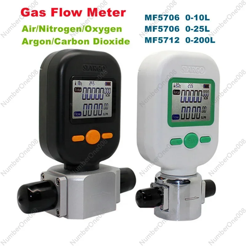 MF5706 (0-10L/25L) Gas Mass Flow Meter MF5712 (0-200L) Compressed Air Nitrogen Oxygen Argon Carbon Dioxide Digital Flowmeter