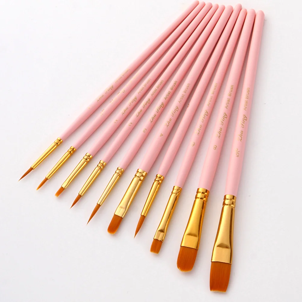 

10Pcs Artist Painting Kits Watercolor Gouache Oil Premium Nylon Wool Durable Copper Tube Elegant Beautiful Simple Shape