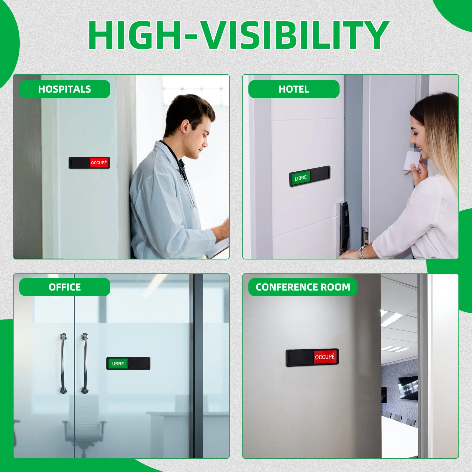 Sliding Door Sign Vacant Occupied Privacy Indicator Office Conference Room Hotel Hospital Meeting Room Status Sign