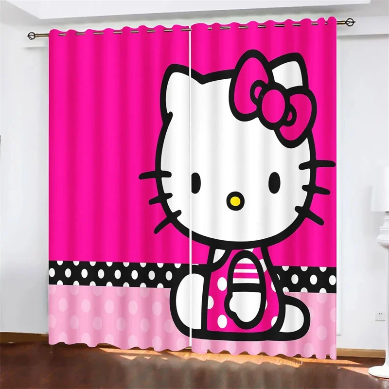 Hello Kitty Blackout Curtains Bedroom Blackout Two-piece Room Decoration Suitable for Children Cute Pattern Opaque Decoration