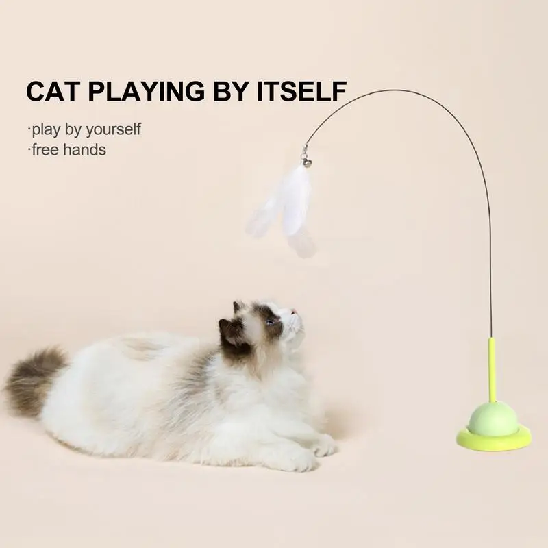 Interactive Cat Toys Interactive Cat Powerful Suction Cup Handheld Teaser Wand Toy Indoor Natural Bird Feathers Ball Toys