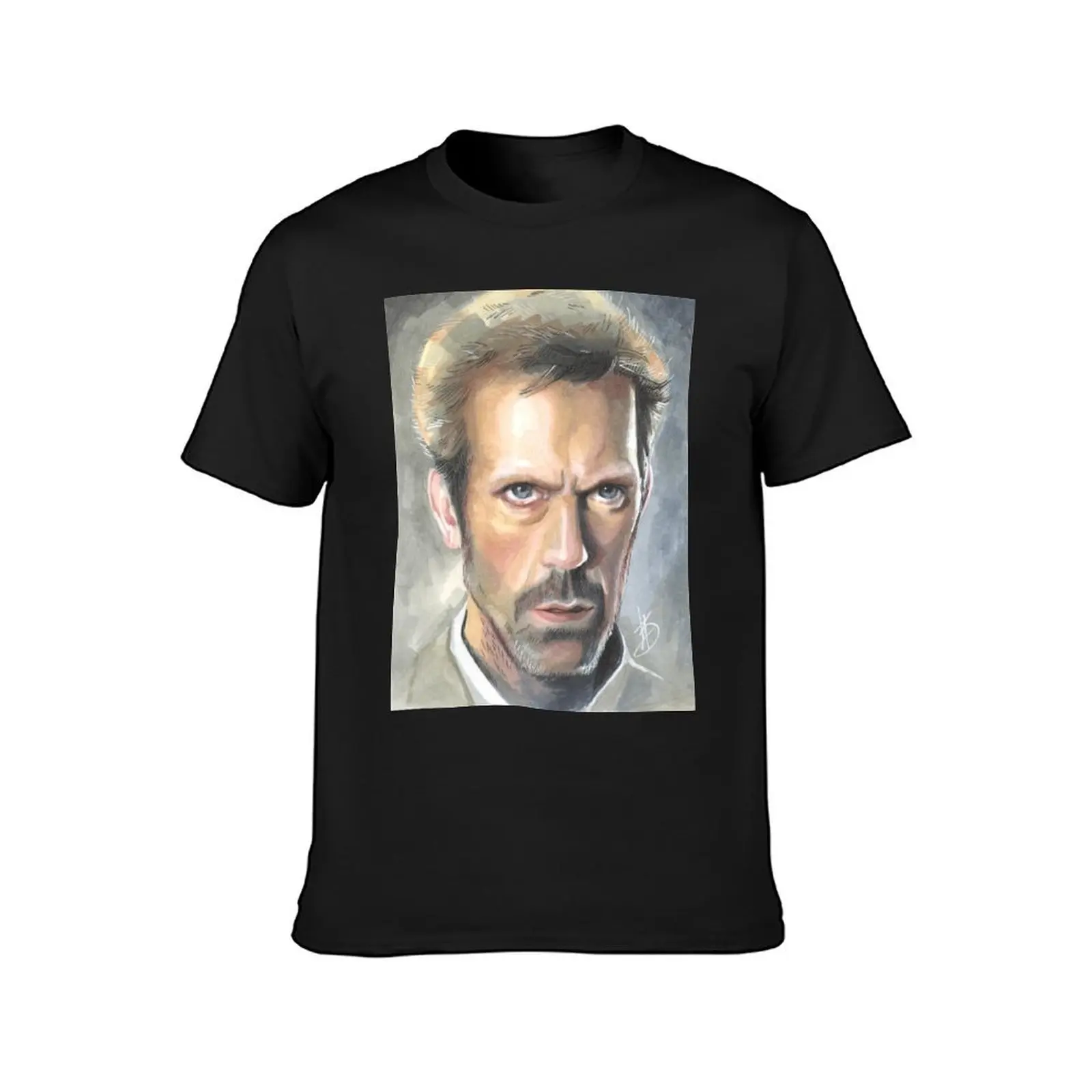 House, M.D. Hugh Laurie color portrait with markers T-Shirt Blouse Short sleeve tee anime for a boy mens clothing